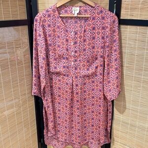 Pink & Orange Geometric Tunic Dress